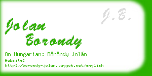 jolan borondy business card